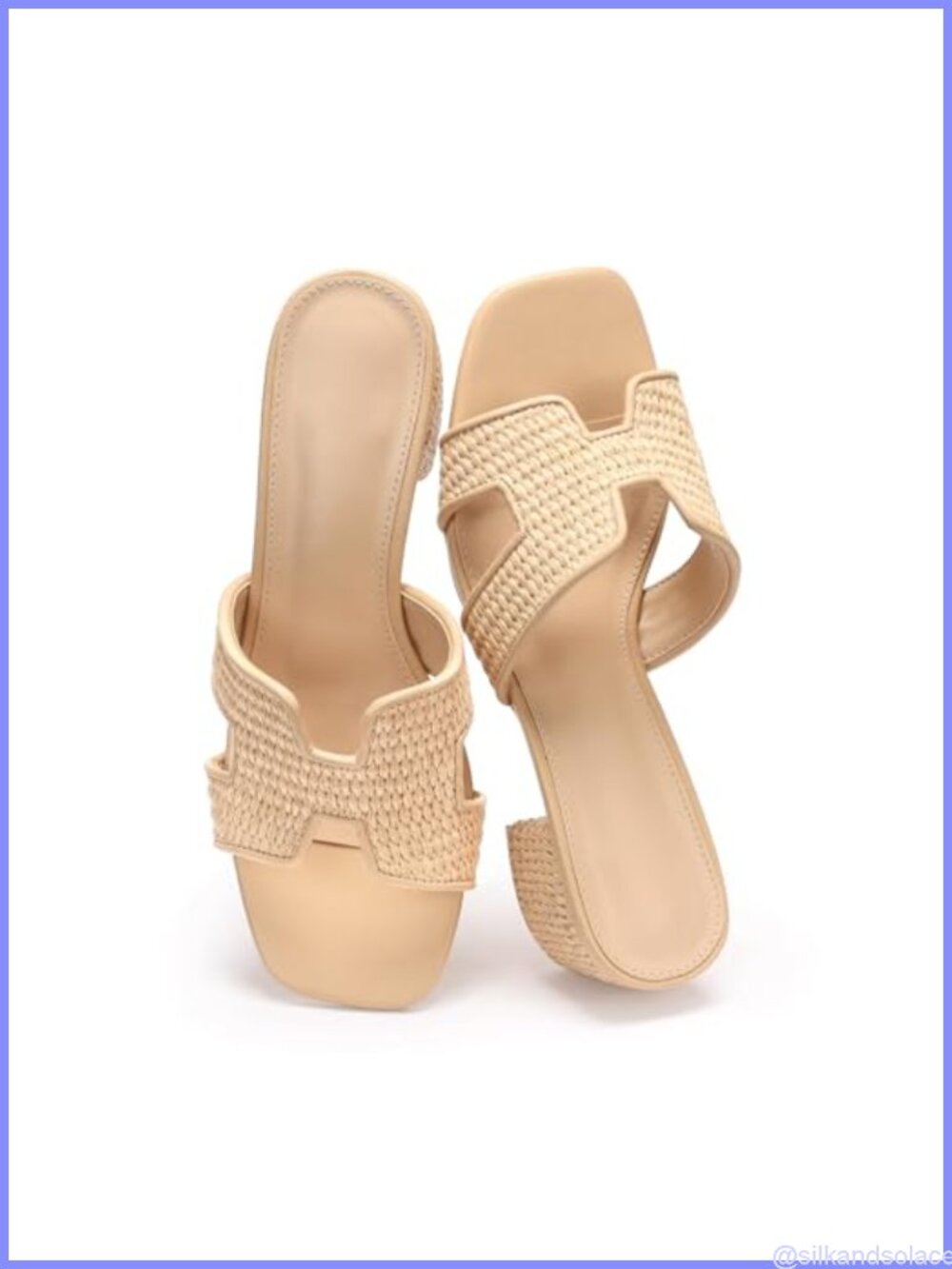 Women's Chunky Block Heel Square Toe Mule Sandals Cutout Strap Slip On Summer